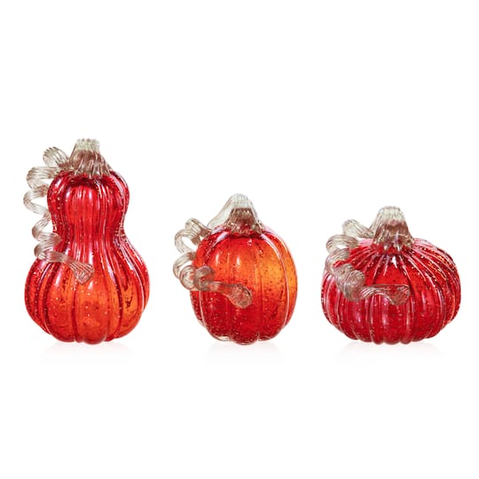 Glitzhome® Red Glass Pumpkin & Gourd Set